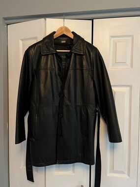 Danier Black Leather Button-Front Jacket